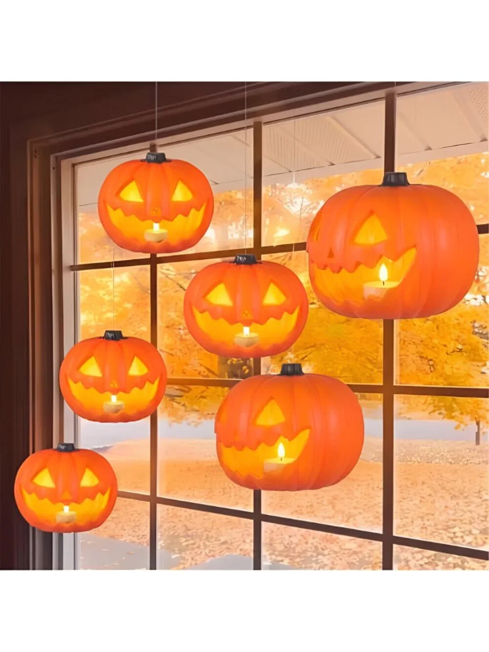 6 Pack Halloween Floating Pumpkins Jack O Lantern, 6.5 Inch
